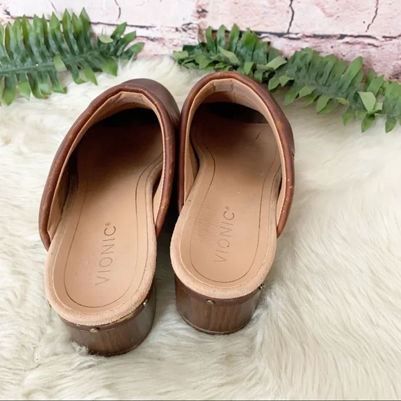 Vionic Kacie Brown Leather Clog Size 8 Wide - Picture 6 of 11